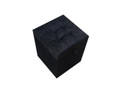 Puff baú quadrado em suede liso preto - 35 cm Puff baú quadrado em suede liso preto - 35 cm