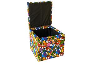 Puff Bau Quadrado Puf Estofado Romero Brito Puff Caixa C/ Pé