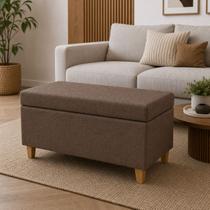 Puff Baú Recamier Solteiro 80cm Estofado Com Porta Objetos