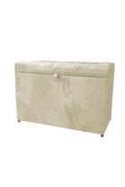 Puff baú retangular decorativo 68 cm - creme - 100% mdf