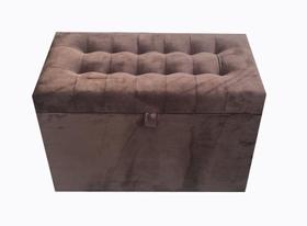 Puff baú retangular decorativo 68 cm - marrom - 100% mdf