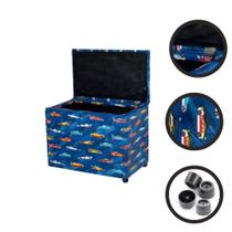 Puff Baú Retangular Espaçoso Guarda Objetos Brinquedos Livros