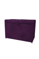 Puff baú retangular estofado c/ pistão à gás - roxo