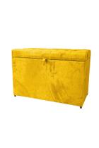 Puff baú retangular para sala, quarto c/ pistão á gás - amarelo
