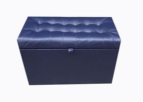 Puff baú retangular para sala, quarto c/ pistão á gás - azul marinho material sintético