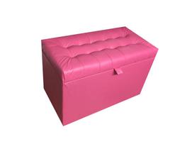 Puff baú retangular para sala, quarto c/ pistão á gás - rosa pink material sintético