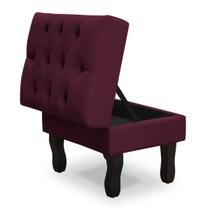 Puff Baú Retrô Luis Xv Capitonado, Bordo Pés De Madeira