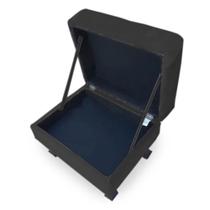 Puff Baú Retrô Luis Xv Capitonê Suede Preto - DS Estofados