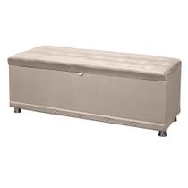 Puff Bau Sapateira de Casal Queen size 160 cm Estofado Beatriz Bege Suede Anchar Interiores