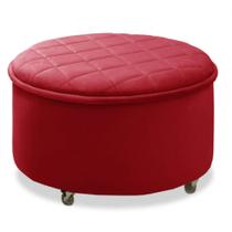 Puff Baú Sapateira Zeus 70x70 c/ Rodízio Veludo Vermelho - Star Confort