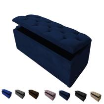 Puff Baú Solteiro Pé de Cama Suede Capitone Decorativo Organizador