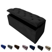 Puff Baú Solteiro Pé de Cama Suede Decorativo Organizador Para Quarto e Sala