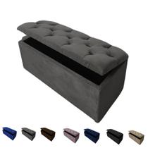 Puff Baú Solteiro Pé de Cama Suede Decorativo Organizador Para Quarto e Sala