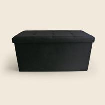 Puff Baú Texture G Preto - ACASA