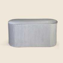 Puff Baú Veludo Cinza 80X40cm - ACASA