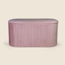 Puff Baú Veludo Rosa 80X40cm - ACASA