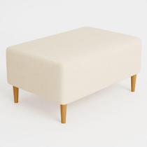 Puff Bela Manu Decor Madri Pés Palito Tecido Linho Champagne Puff Bela Manu Decor Madri Pés Palito Tecido Linho Champagne