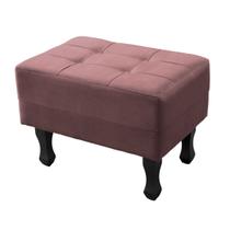 Puff Bella Retangular Decorativo Veludo Rose