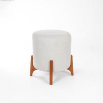 Puff Belluno Decorativo Tecido Linho Puffe pés de madeira