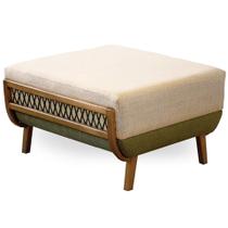 Puff Blendi Ozki Madeira Eucalipto Cedro Tecido Composê Cinza e Verde Corda Redonda Verde Puff Blendi Ozki Madeira Eucalipto Cedro Tecido Composê Cinza e Verde Corda Redonda Verde