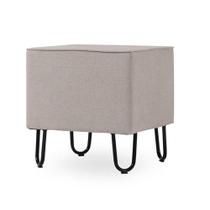 Puff Block Quadrado Assento Cinza Pés Preto - 68498 Puff Block Quadrado Assento Cinza Pés Preto - 68498