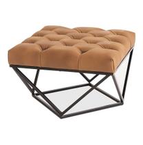 Puff Blush Saara Assento Couro Caramelo Base Preto - 68516 Puff Blush Saara Assento Couro Caramelo Base Preto - 68516