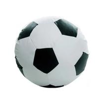 Puff Bola Mini Infantil De Futebol Branco/Preto Apoio Para Pé