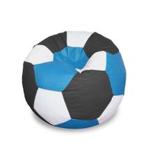 Puff Bola Super em material sintético Azul Branco & Preto