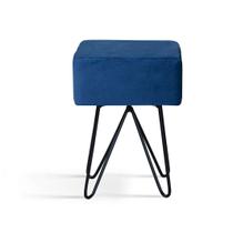 Puff Box Quadrado Veludo Azul Marinho Daf Mobiliário