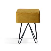 Puff Box Quadrado Veludo Dourado Daf Mobiliário