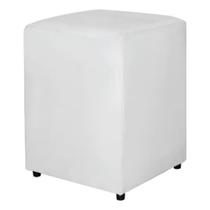 Puff Branco Quadrado Confortável material sintético 34x40cm