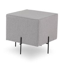 Puff Buttom Retangular Assento Cinza Pés Preto - 68497