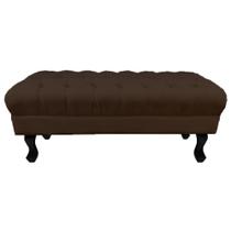 Puff Calçadeira Retrô 1,00 Metro Luis Xv Capitonê Suede Marrom - DS Estofados