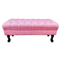 Puff Calçadeira Retrô 1,20 Metro Luis Xv Capitonê Suede Rosa - DS Estofados