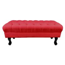 Puff Calçadeira Retrô 1,20 Metro Luis Xv Capitonê Suede Vermelho - DS Estofados
