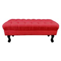 Puff Calçadeira Retrô 1,20 Metro Luis Xv Capitonê Suede Vermelho - DS Estofados