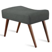 Puff Cama inBox Aluna Retangular com Pés em Madeira Maciça Tecido Suede Cinza