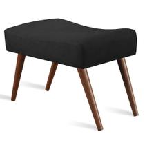 Puff Cama inBox Aluna Retangular com Pés em Madeira Maciça Tecido Suede Preto