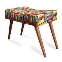 Puff Cama inBox Boom Retangular com Pés em Madeira Maciça Tecido Suede