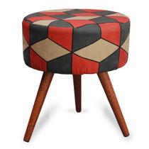 Puff Cama Inbox Kingston Redondo com Pés em Madeira Maciça Tecido Suede Puff Cama Inbox Kingston Redondo com Pés em Madeira Maciça Tecido Suede