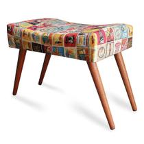 Puff Cama inBox Las Vegas Retangular com Pés em Madeira Maciça Tecido Suede