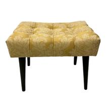 Puff Capitonê Luxo Jacquard 72 Dourado Medalhão Puff Capitonê Luxo Jacquard 72 Dourado Medalhão