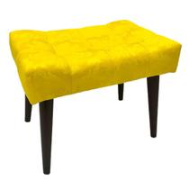 Puff Capitonê Luxo Jacquard Amarelo Medalhão Puff Capitonê Luxo Jacquard Amarelo Medalhão
