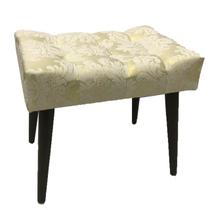 Puff Capitonê Luxo Jacquard Luxo Dourado com Branco