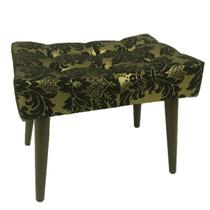 Puff Capitonê Luxo Jacquard Luxo Dourado com Preto Medalhão Puff Capitonê Luxo Jacquard Luxo Dourado com Preto Medalhão