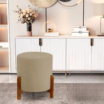 Puff Catânia 3 Pés Linho Bege Base em Madeira Maciça Puff Catânia 3 Pés Linho Bege Base em Madeira Maciça