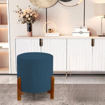 Puff Catânia 3 Pés Veludo Azul Marinho Base em Madeira Maciça Puff Catânia 3 Pés Veludo Azul Marinho Base em Madeira Maciça