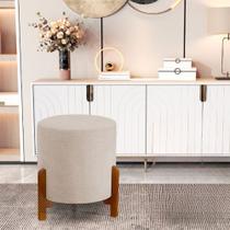 Puff Catânia 3 Pés Veludo Bege Base em Madeira Maciça Puff Catânia 3 Pés Veludo Bege Base em Madeira Maciça