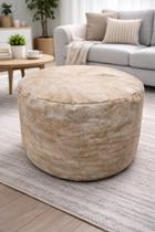 Puff Cello Decorativo Redondo Bege 50x40 Courano Angus Apoio de Pés