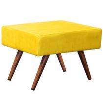 Puff Charme Retangular Suede Amarelo Pés Palito Amarelo Puff Charme Retangular Suede Amarelo Pés Palito Amarelo